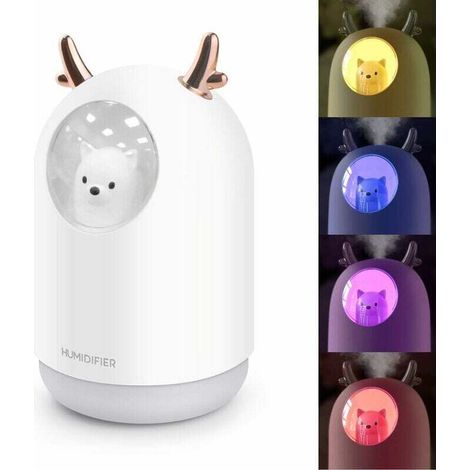 Mini Humidificateur USB 300ml Silencieux Avec Lumières LED Arrêt Automatique Pour Bureau Maison Chambre