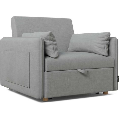 Nalui Sillón Cama Gris Nest 1 Reclinable 3 en 1 (93x100x79cm) con 2 Cojines