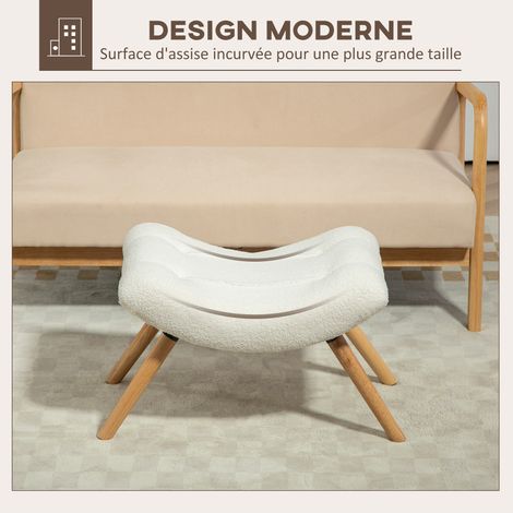 Repose-pied ottoman hêtre crème