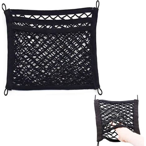 Car Net for Dogs, 1 Piece, Separation and Storage Net for Car Seat, Made of Jute, Black, 30 x 23 cm, for Families and Drivers (1/5)