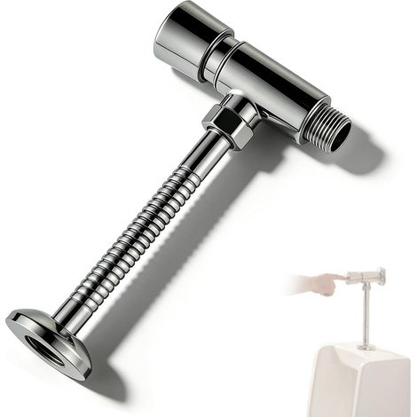Durable Zinc Alloy Urinal Flush Tap With T Adapter, Metal Stop Valve, Reinforced Design For Long Life, Easy Installation. (1/5)