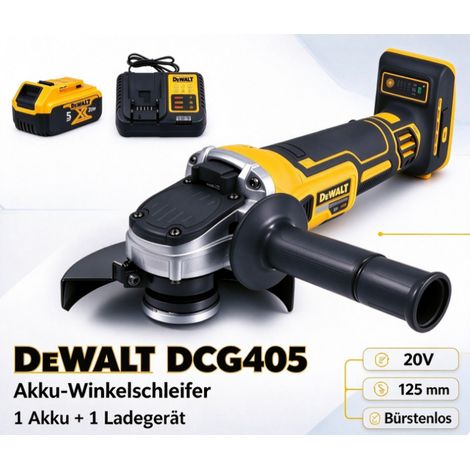 DEWALT DCG405 Akku-Winkelschleifer 18V XR Set mit Akku & Ladegerät für Metallbearbeitung (1/5)