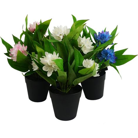 3x 18cm Artificial Freesia Plants Pink, White, Blue Flowering (1/5)