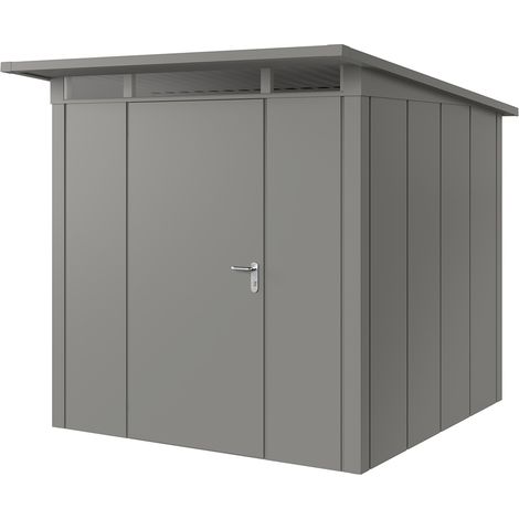 Hörmann Metall-Gerätehaus "Juno" mit Pultdach, JPD5 - Design, 214 x 214 cm (B x T), graualuminium, 1-flüglige Tür, Anschlag links (1/5)