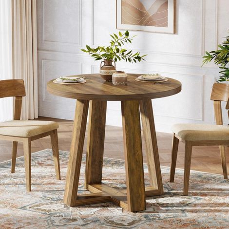 Runder Esstisch 80cm Landhausstil Rustikal Braun für 2-4 Personen (1/5)