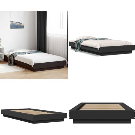 Bettgestell Schwarz 100x200 cm Holzwerkstoff - Holzbettfassungen - Doppelbett Gestell - Bettrahmen Schwarz - Lattenrost - Modernes Bett - Home & Living (1/5)