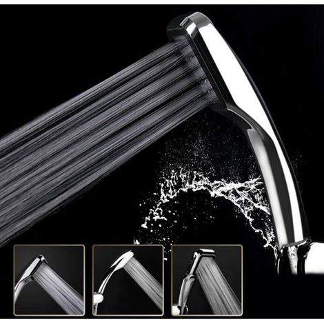 Soffione doccia portatile ad alta pressione – 300 getti d'acqua – Turbo potenziamento del 300% – Risparmio idrico del 30% – Superficie cromata – Materiale ABS ecologico (1/4)