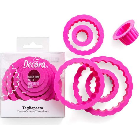 Decora 0255301 Set 6 Tagliapasta Tondo Riccio, In Plastica, Il Kit Ideale per Creare Decorazioni in Pasta di Zucchero o di Gomma, Made in Italy, Design originale. Confezione da 6 pezzi. (1/5)