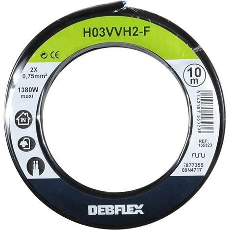DEBFLEX - BOBINOT HO3VVH2-F 2X0.75 MM² 10M NOIR - 155323