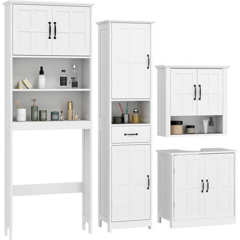 kleankin conjunto incluye 1 columna de baño 1 mueble para debajo del lavabo 1 armario de baño de pared 1 mueble sobre inodoro con estantes ajustables (1/5)