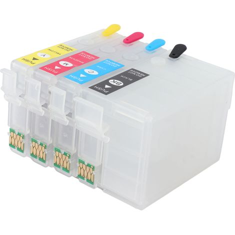 Cartouches d'encre rechargeables 4 couleurs (noir/cyan/magenta/jaune) avec puces permanentes T2711/T2712/T2713/T2714 (1/5)