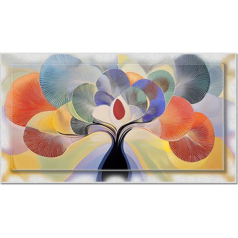 Lupia - Quadro moderno su Tela con Cornice stampata, NEWEXT 75x135 cm TREE GRAND LEAVES, stampa tela in cotone e cornice mdf, Albero della Vita, per soggiorno, camera da letto, cucina, ufficio (1/4)