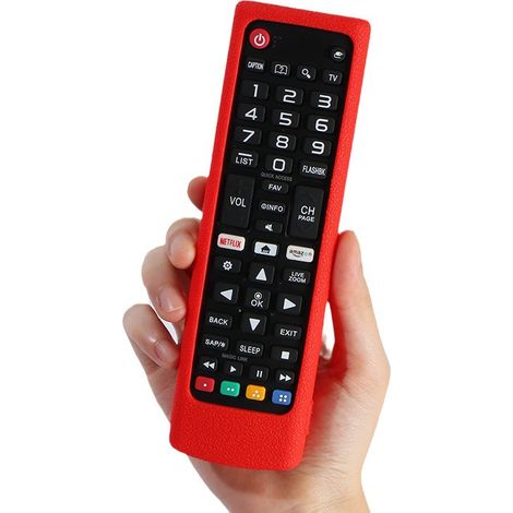 Compatible avec les télécommandes universelles LG (versions chinoise/anglaise) — Étui de protection / Étui épais, résistant aux chutes, étanche et antidérapant — Lot de 2 (rouge + noir) (1/5)