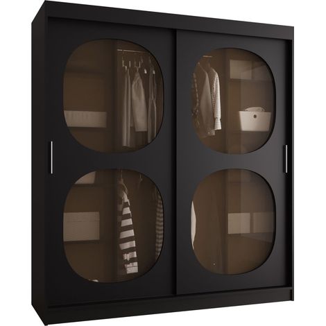 Armario Hartford 529, Negro, 200x180x62cm, Puertas de armario: Correderas, Número de estantes: 0