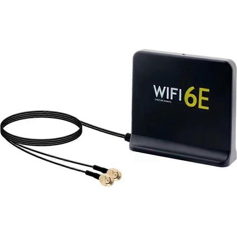Tragbare 6E WLAN-Antenne (2,4 GHz/5 GHz) mit Kabel, drahtlose Innenantenne mit Magnetfuß für Netzwerkkarten, Schwarz (1/5)