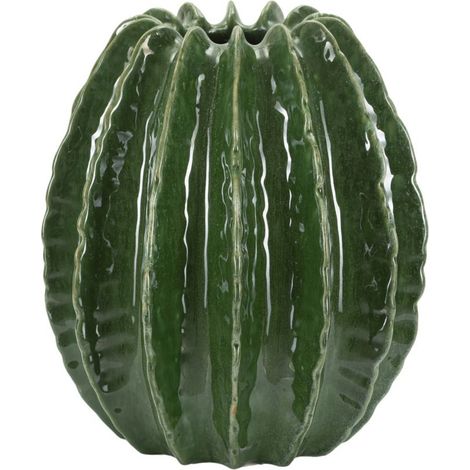 Vaso Cactus Ball in ceramica verde a forma di cactus globoso