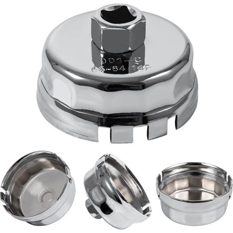 Clé à filtre à huile 64-65mm 14 cannelures Outil de démontage de filtre à huile pour moteurs 1.8 litre, convient aux Prius, Prius V, Corolla, Matrix, CT200h, iM, iQ, xD