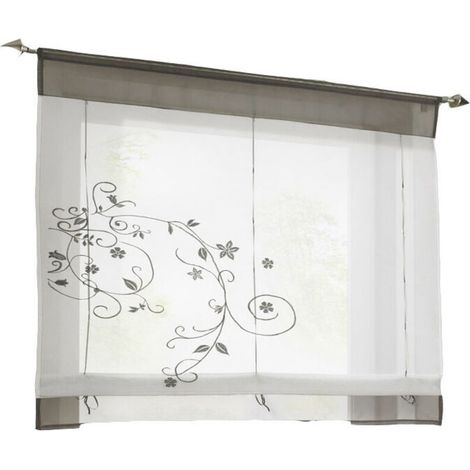 Romantischer Vorhang 100X140cm mit Schlaufe für Küche und Balkon (Grau) FLITI