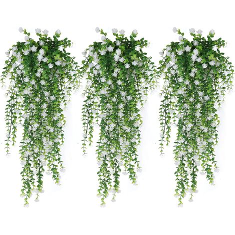 Lot de 3 Plantes Tombantes Artificielles Extérieures – Fleurs Résistantes au Soleil pour Décoration Murale et Jardin (1/5)