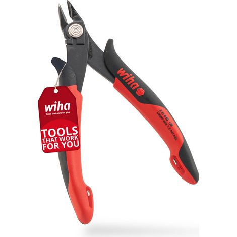 Wiha Pince coupante diagonale Electronic Tête large, pointue et retenue de chute coupe rase 130 mm, 5 1/8" (27395) (1/5)