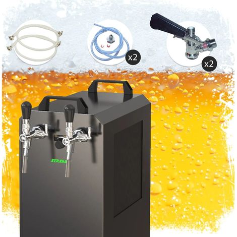 Komplett Set - Zapfanlage STREAM 80K mit Luftpumpe Bierkoffer, Bierzapfanlage, Durchlaufkühler 2-leitig Trockenkühler, Zapfkopf: ohne Zapfkopf 2: Dreikant (1/5)