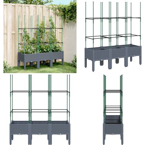 Pflanzkübel mit Rankgitter Grau 120x40x142,5 cm PP - Blumentopf - Rankgitter - Gartentöpfen - Kübel - Polypropylen Topf - Home & Living (1/5)