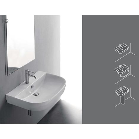 Lavabo M2 sospeso/su colonna cm. 60x48 semicircolare in ceramica (1/3)