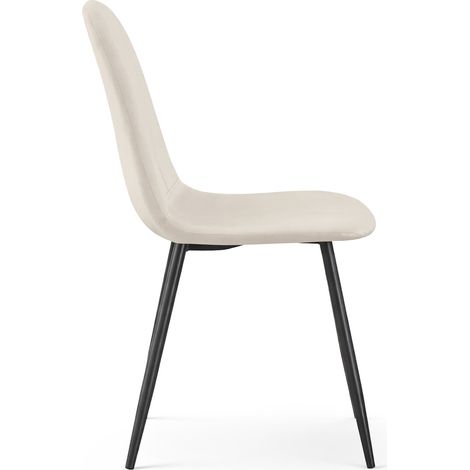2er Set Samt-Polsterstühle, gesteppt LUMO Beige mit schwarzen Beinen (1/5)