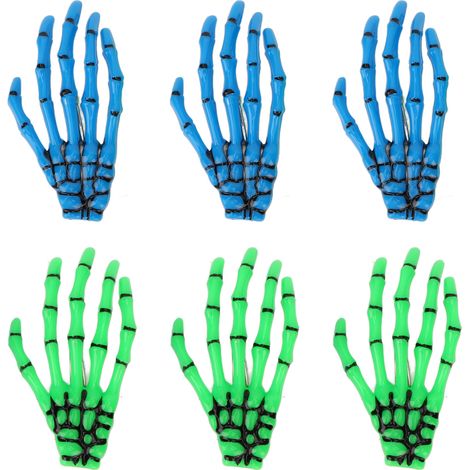 6 pinces à cheveux bleu-vert en forme de main squelette, griffes effrayantes d'Halloween, accessoires pour déguisement cosplay (1/5)