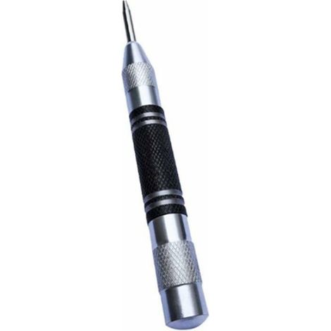Poinçon Central Automatique - 5 Pouces - Acier Inoxydable - Pour Marquage Précis Sur Métal Bois Verre Cuir Plastique - 2 Embouts Inclus (1/4)