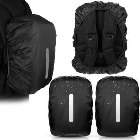 Housses de pluie pour sac à dos – Lot de 2 – Imperméables et réfléchissantes – Protection contre poussière et pluie – Pour vélo, voyage et usage quotidien – Noir (1/5)