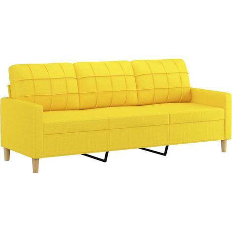 Sofá de 3 plazas de tela amarillo claro 180 cm vidaXL