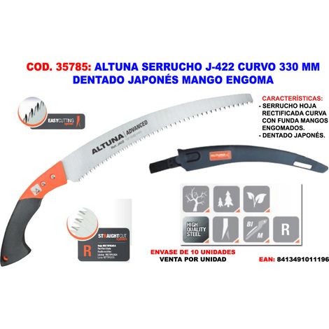 Altuna J-422 gebogene Säge, 330 mm japanischer Zahn mit gummiertem Griff und Koffer