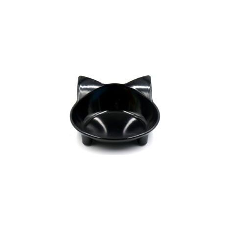 Bol pour chat noir, antidérapant, ergonomique pour le confort des moustaches. (1/5)
