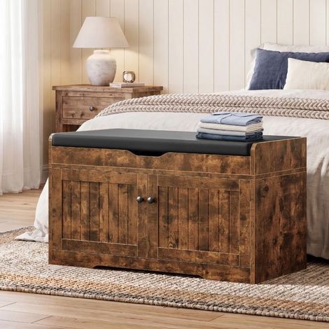 Banc à Chaussures - Buffet - Rembourré avec portes - Rangement caché - Étagères réglables
