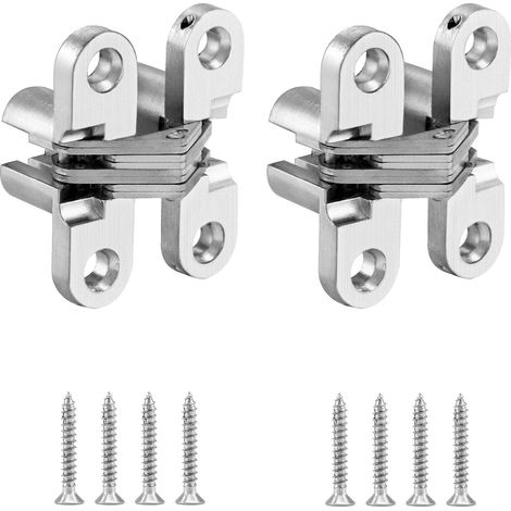 Juego de 2 bisagras invisibles, bisagras cruzadas para puertas plegables, incluye tornillos, 43,7 mm