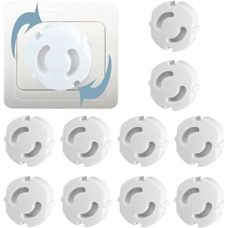QORVA-Sécurité Enfants pour Prises - Lot de 10 pour Bouchons, Protection des Prises, Bouchons de sécurité pour Enfants, Prises de sécurité pour Enfants, Prises de sécurité pour bébés, Blanc (1/5)