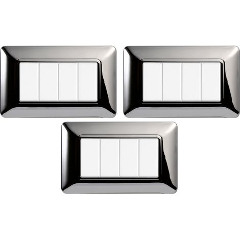 gloca Set Placche Plastica Compatibili Matix (3 Pezzi Cromato Lucido, 4 Posti) (1/4)