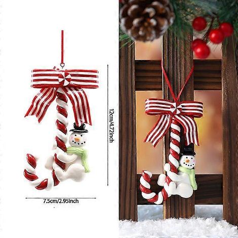1 boule de Noël suspendue, rouge et blanche, en forme de canne à sucre, pour la maison, les fêtes et le sapin de Noël. Décorations pour Noël et le Nouvel An. (1/5)