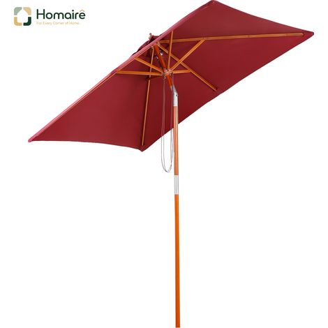 HOMAIRE Ampelschirm Sonnenschirm Balkon aus Tannenholz 3-stufig einstellbar Weinrot für Garten & Terrasse
