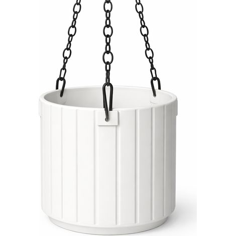 Pot de fleurs suspendu blanc avec soucoupe pour fleurs (1/3)