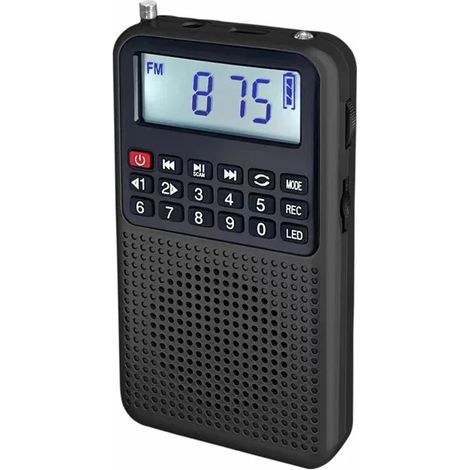 Mini radio FM de poche, récepteur radio haute sensibilité, enceinte Bluetooth portable, enregistreur avec lumière LED, compatible avec les cartes TF et les écouteurs. (1/5)