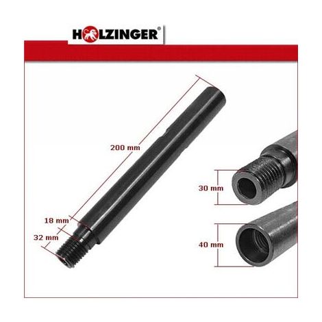 Rallonge carotteuse diamant 200mm Ø 40mm – Raccord 1 1/4" – Finition oxyde noir antirouille – Pour béton armé – Holzinger