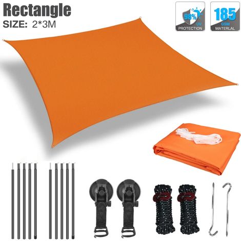 Auvent de camping-car (2 x 3 m, orange), résistant aux UV et imperméable, avec poteaux en alliage d'aluminium (1/5)