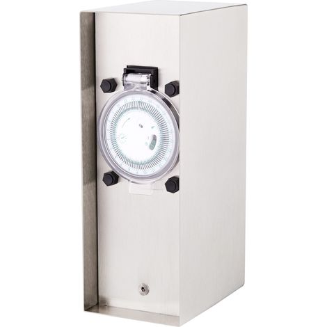 Orio en Acier Inoxydable Prise extérieure de Jardin (Colonne de Prises) avec Distributeur de Prises à 2 Compartiments avec minuterie (IP44 multiprise Electrique jusqu'à 3680 Watts) (1/5)