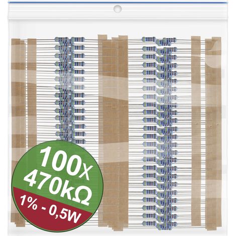 Quadrios 22P102 22P102 Metallschicht-Widerstand Sortiment 470 kΩ axial bedrahtet 0.5 W 1 % 1 Set