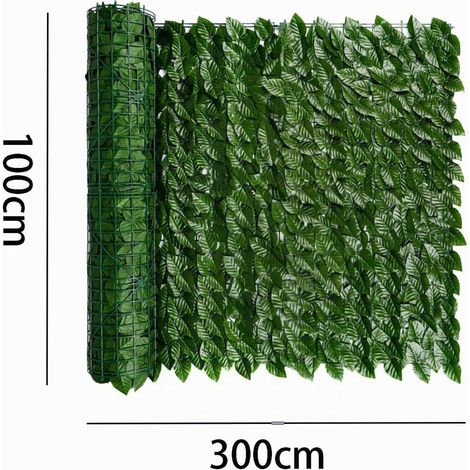 Accessoires de jardin imitation haie avec feuilles de Lauro, brise-vue pour balcon et clôture extérieure, 1 x 3 m (1/5)