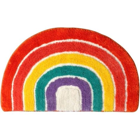 1 Stück Teppich, Badezimmermatte, Kindermatte, saugfähige Bodenmatte, Regenbogen-Bodenmatte, halbrunde Bodenmatte, rutschfeste Matte für Zuhause, absorbiert Wasser