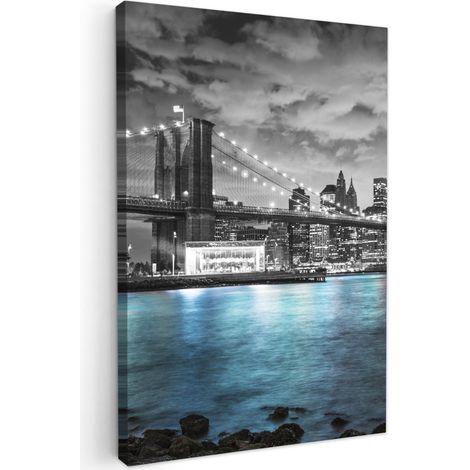 CUADRO EN LIENZO Nueva York - Horizonte - Ciudad - Azul Pinturas 40x60 cm
