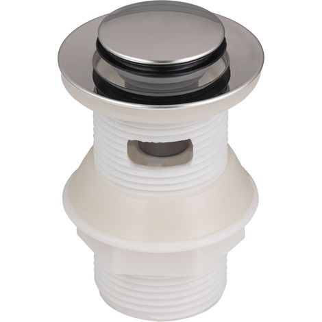 Bonde de lavabo clic-clac en ABS mâle 1'1/4 (33x42) avec trous de trop-plein NOYON & THIEBAULT corps blanc capot chromé (1/5)